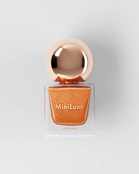 MiniLuxe Pure Polish Cairo Copper glitter orange bottle