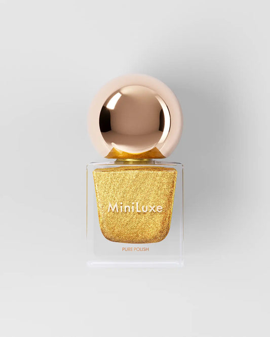 MiniLuxe clean nail polish Festive gold bottle